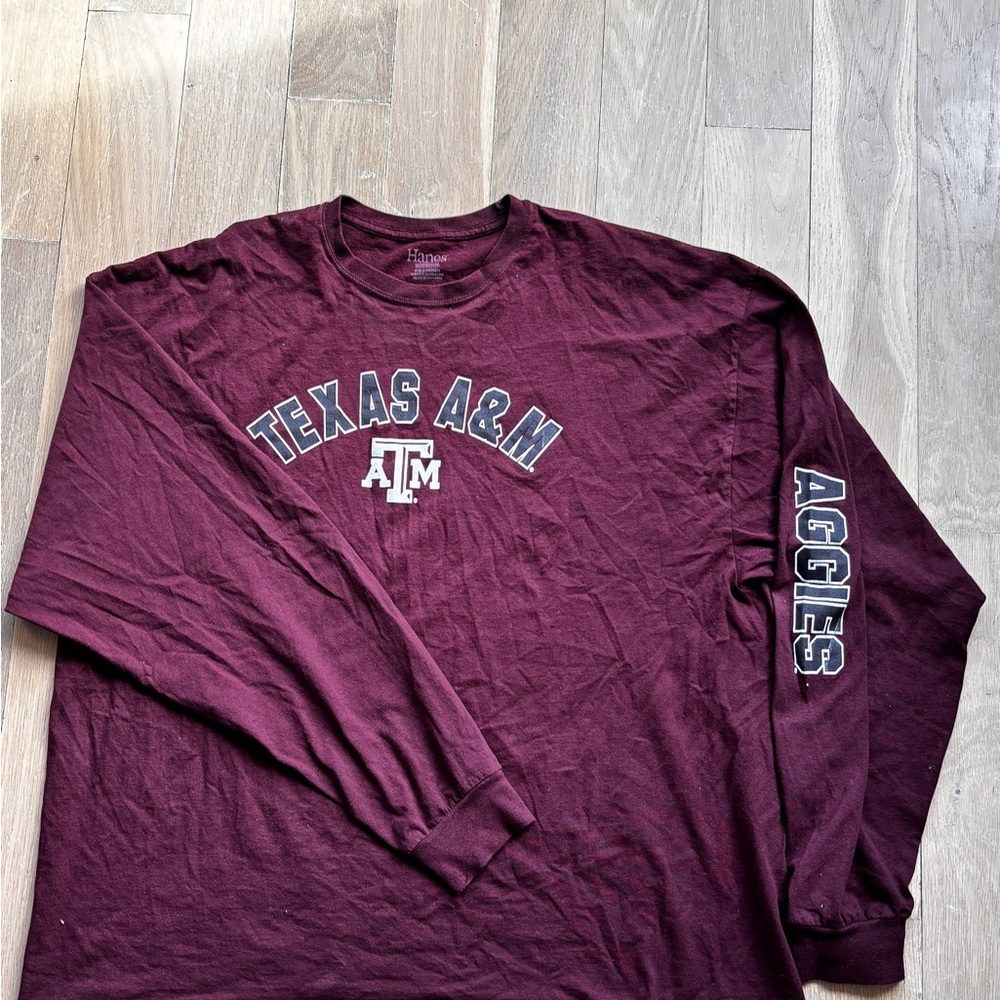 Hanes Maroon Texas A&M Long Sleeve Shirt